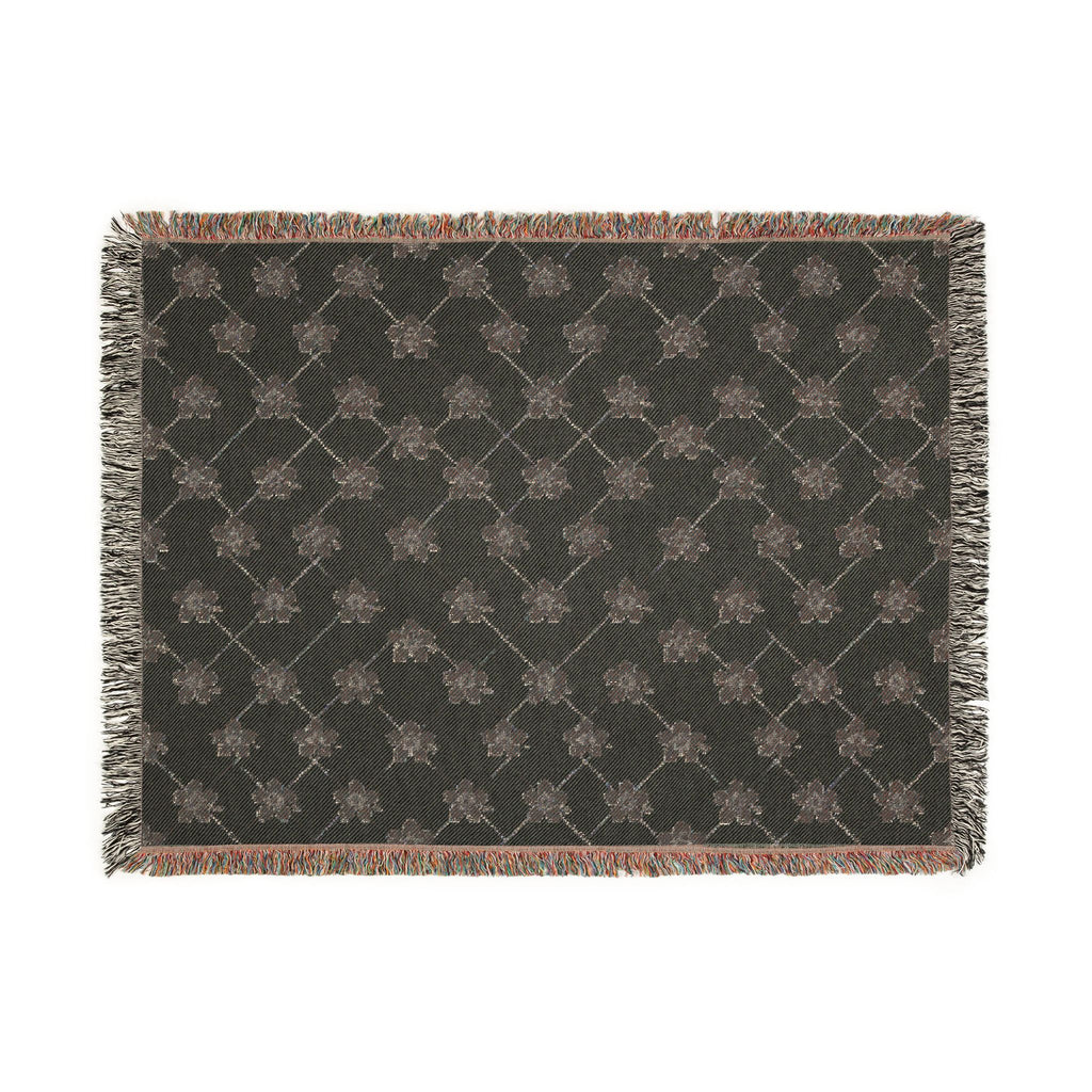 Floral Woven Blanket — Black & White (Light) 🤍 Throw