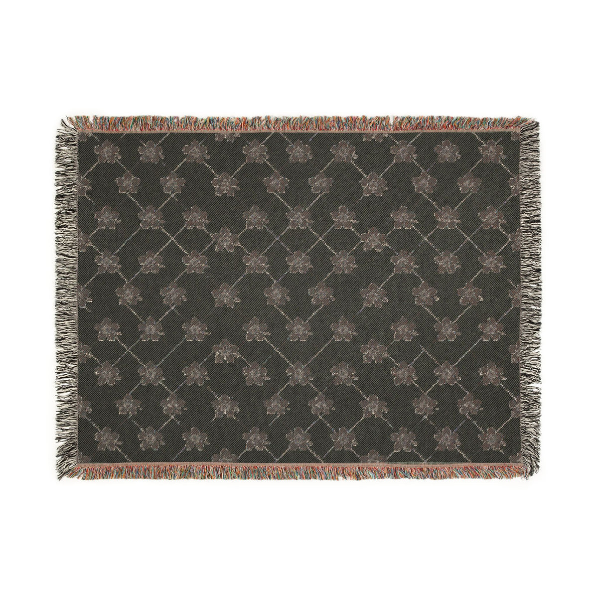 Floral Woven Blanket — Black & White (Light) 🤍 Throw