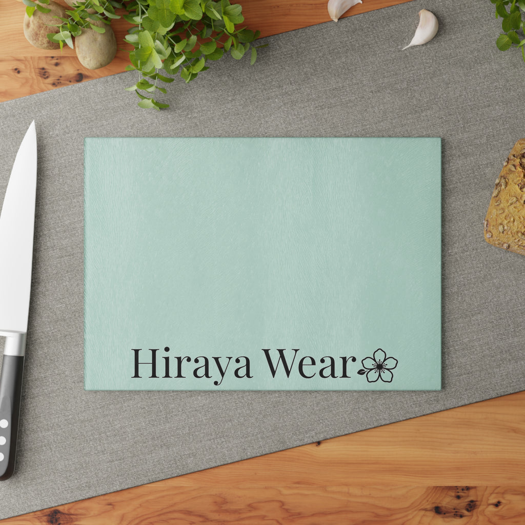 Mint Glass Cutting Board with Floral Logo – Hiraya Wear Decorative Kitchen Board