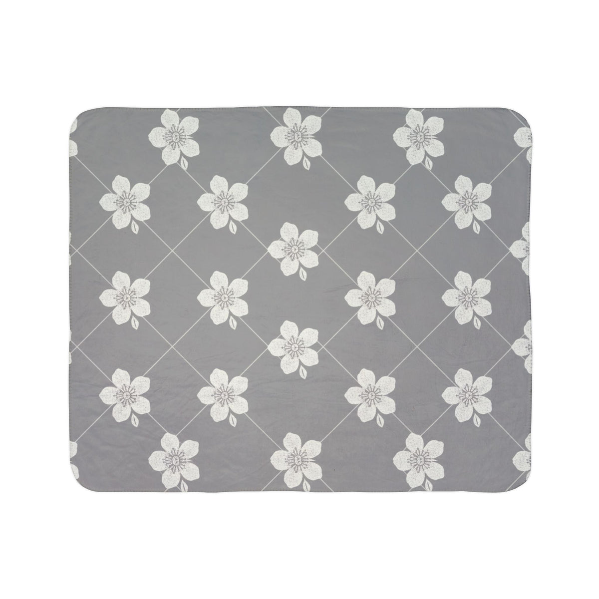 Cool Gray 🩶 Floral Fleece Sherpa Blanket Throw