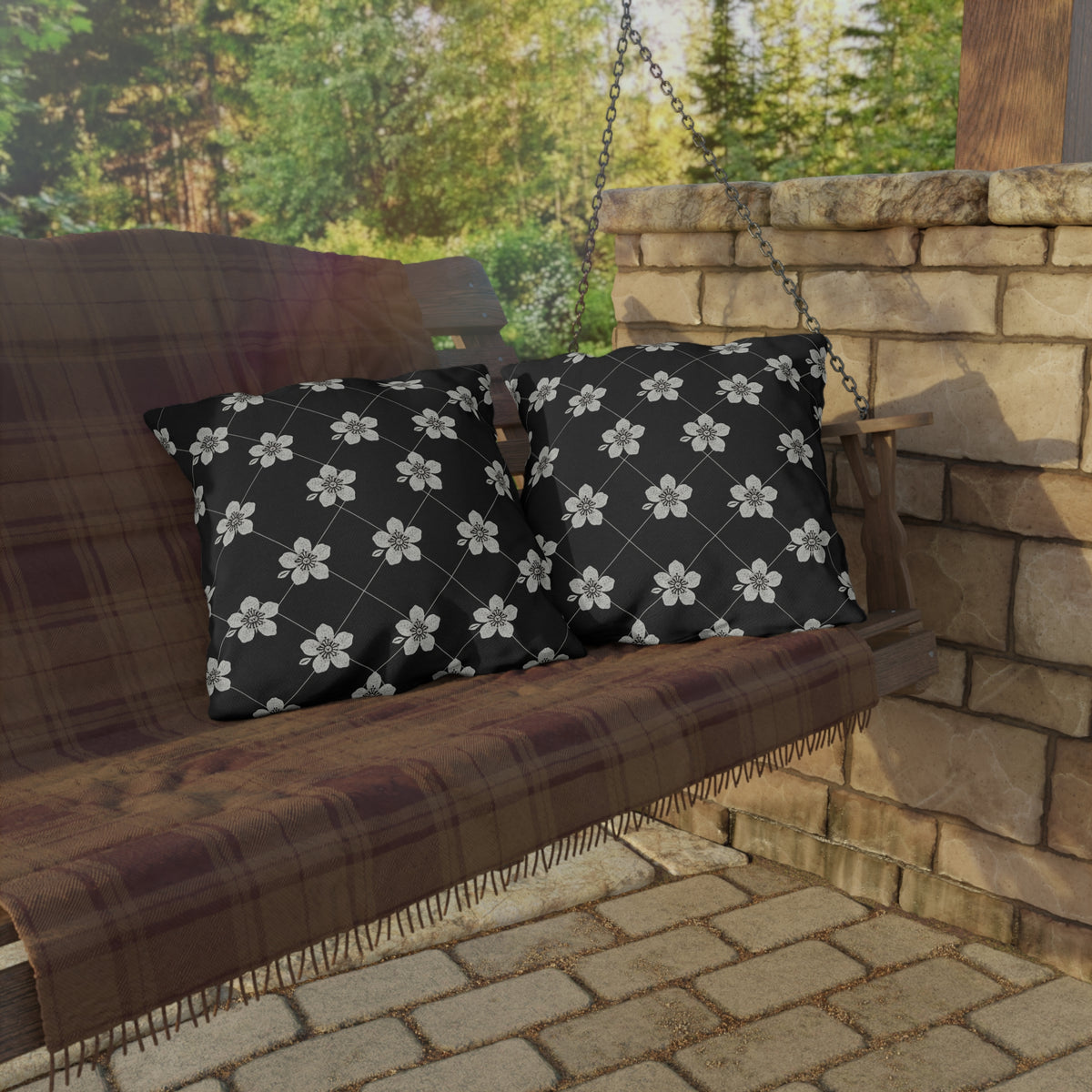 Black & White (Dark) 🖤 Outdoor Pillow