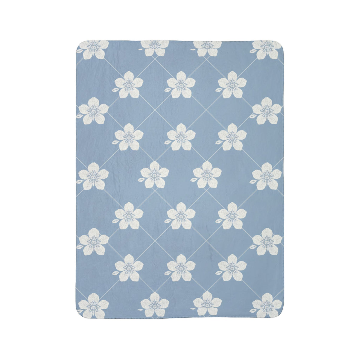 Powder Blue☁️ Floral Fleece Sherpa Blanket Throw