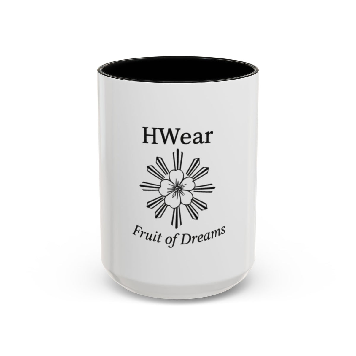 Hiraya Wear “Fruit of Dreams” Accent Coffee Mug — Black Handle & Rim