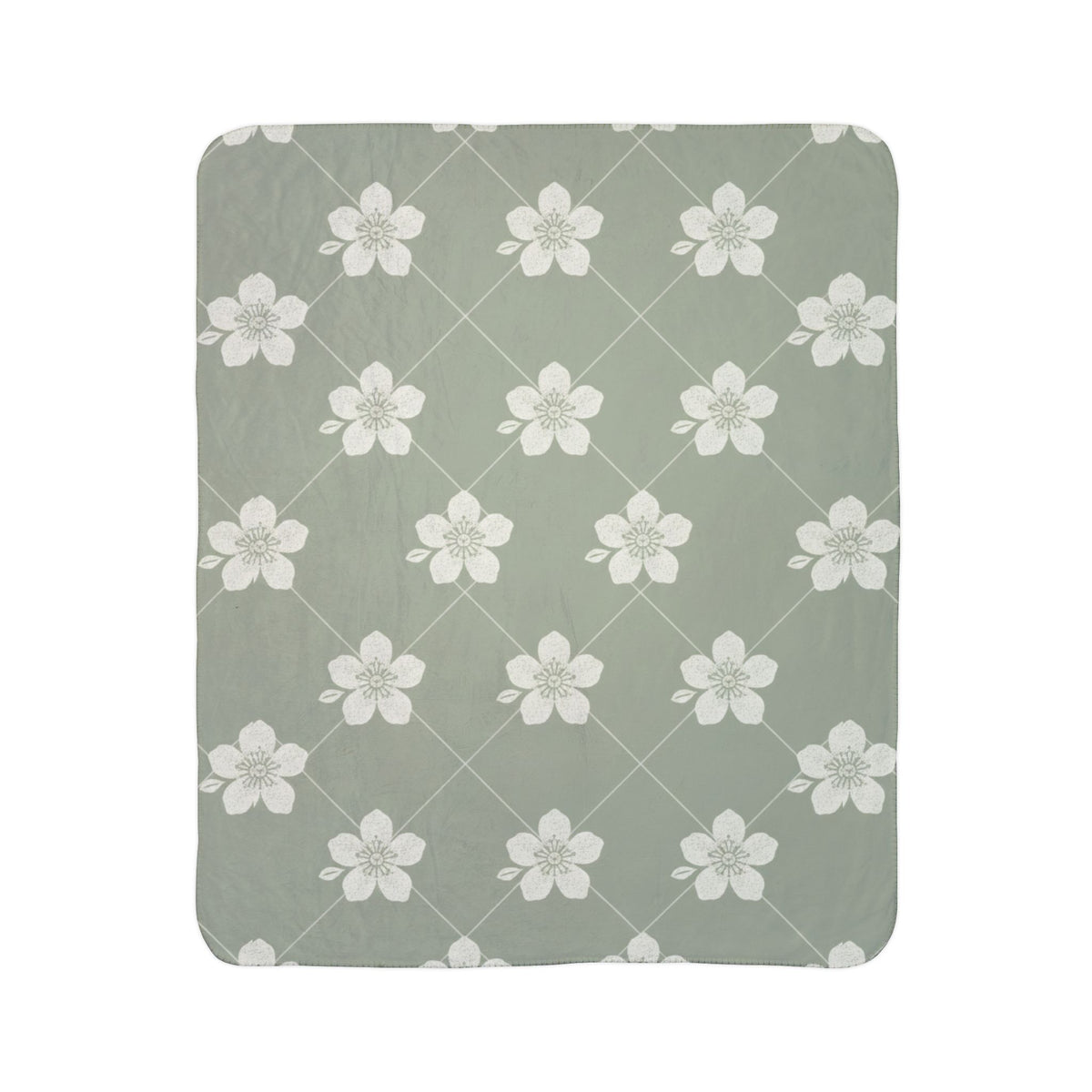 Sage Green 🌿 Floral Fleece Sherpa Blanket Throw