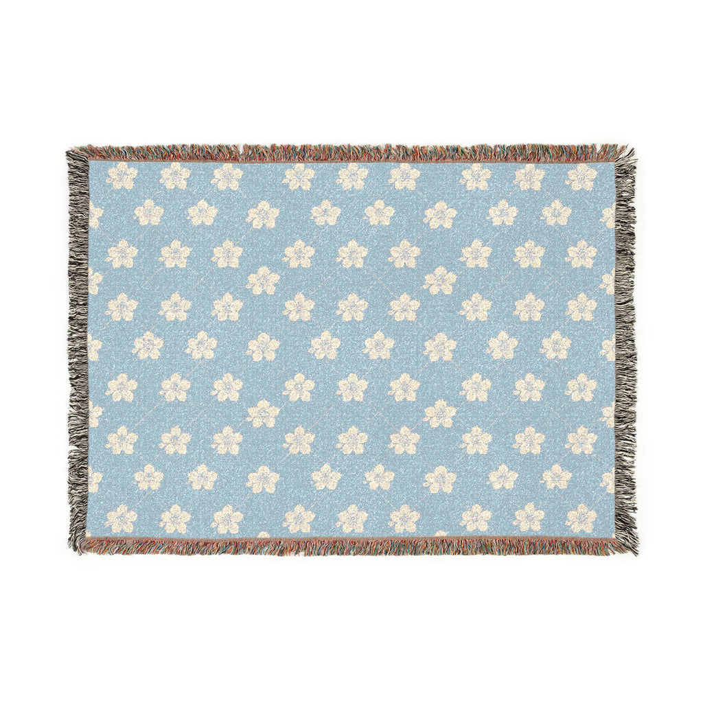 Floral Woven Blanket — Powder Blue☁️ Throw