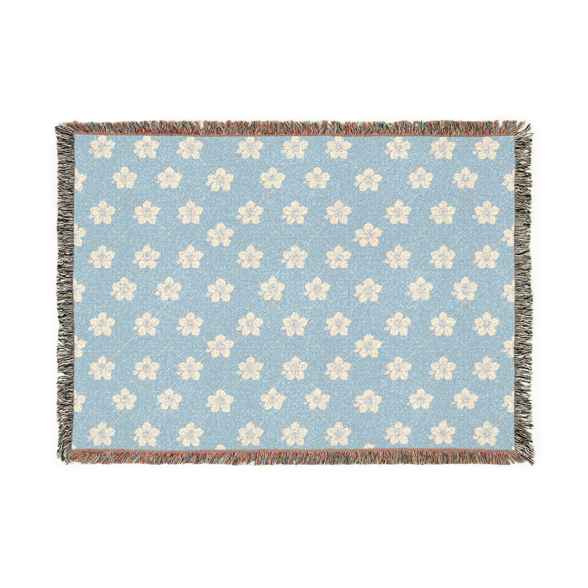 Floral Woven Blanket — Powder Blue☁️ Throw