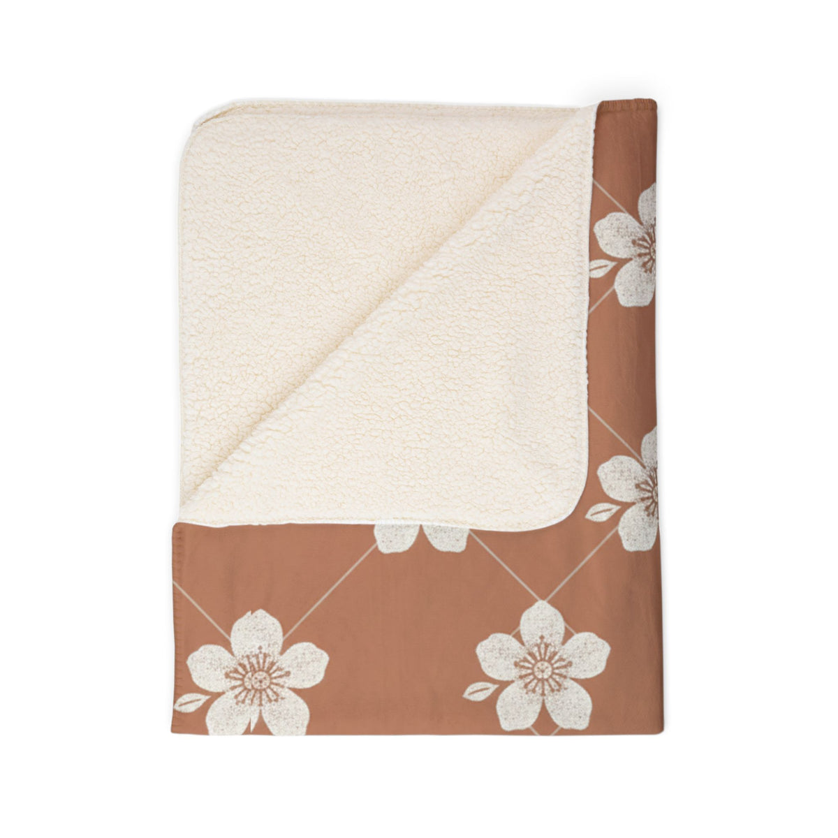 Terracotta Clay 🏺 Floral Fleece Sherpa Blanket Throw