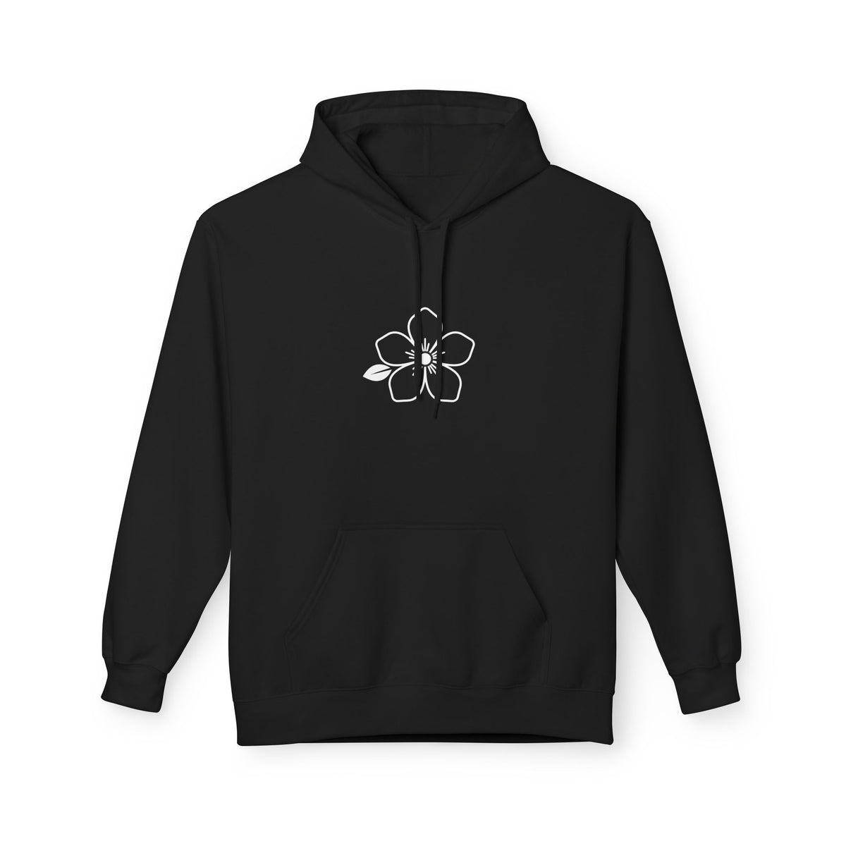 Minimal Hiraya Wear Logo Floral Hoodie – Monochrome Line Art Pullover