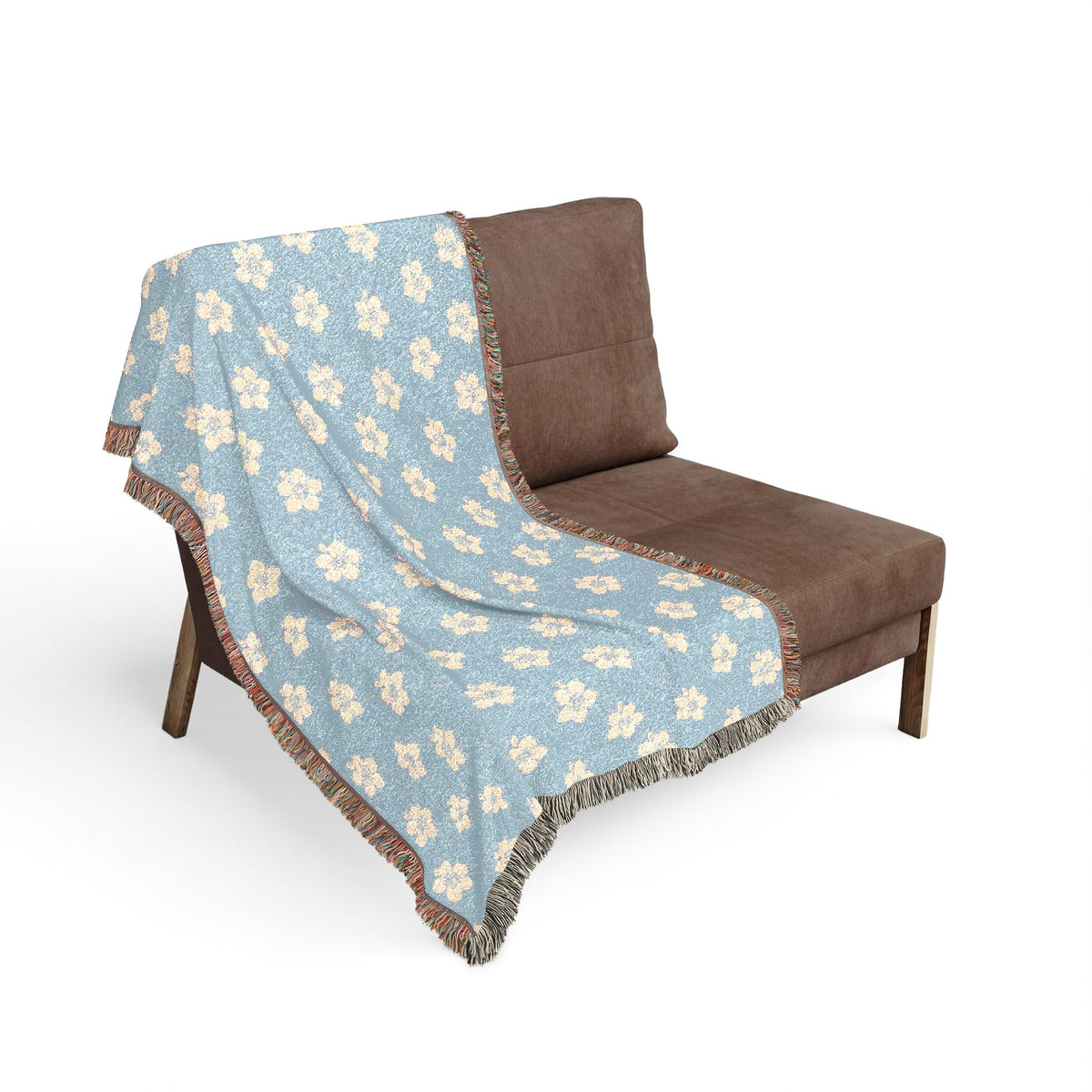 Floral Woven Blanket — Powder Blue☁️ Throw