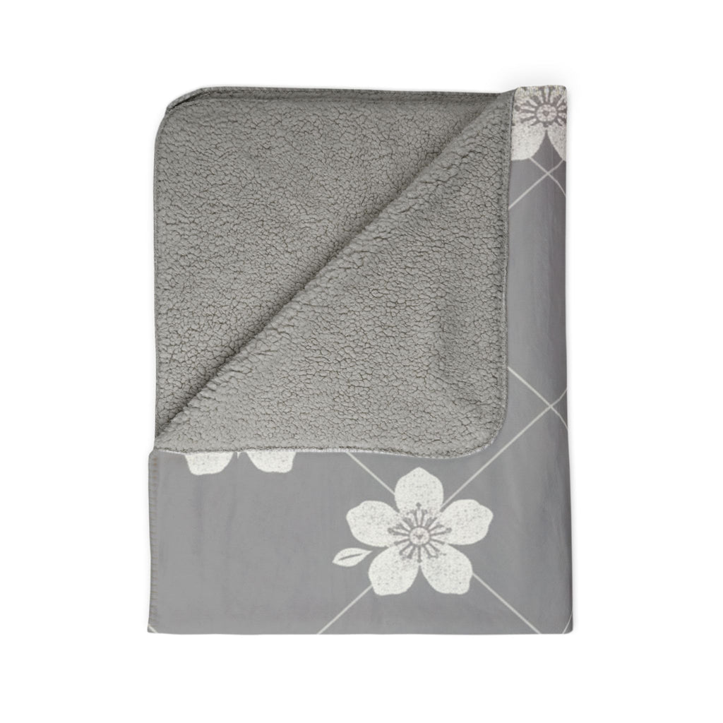 Cool Gray 🩶 Floral Fleece Sherpa Blanket Throw