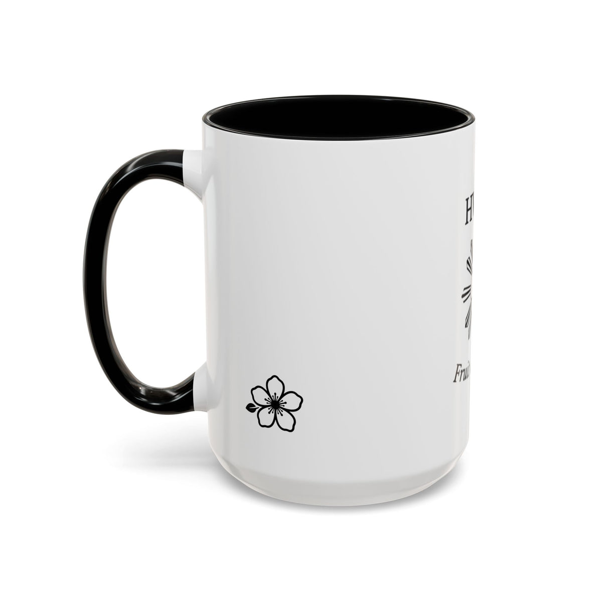 Hiraya Wear “Fruit of Dreams” Accent Coffee Mug — Black Handle & Rim