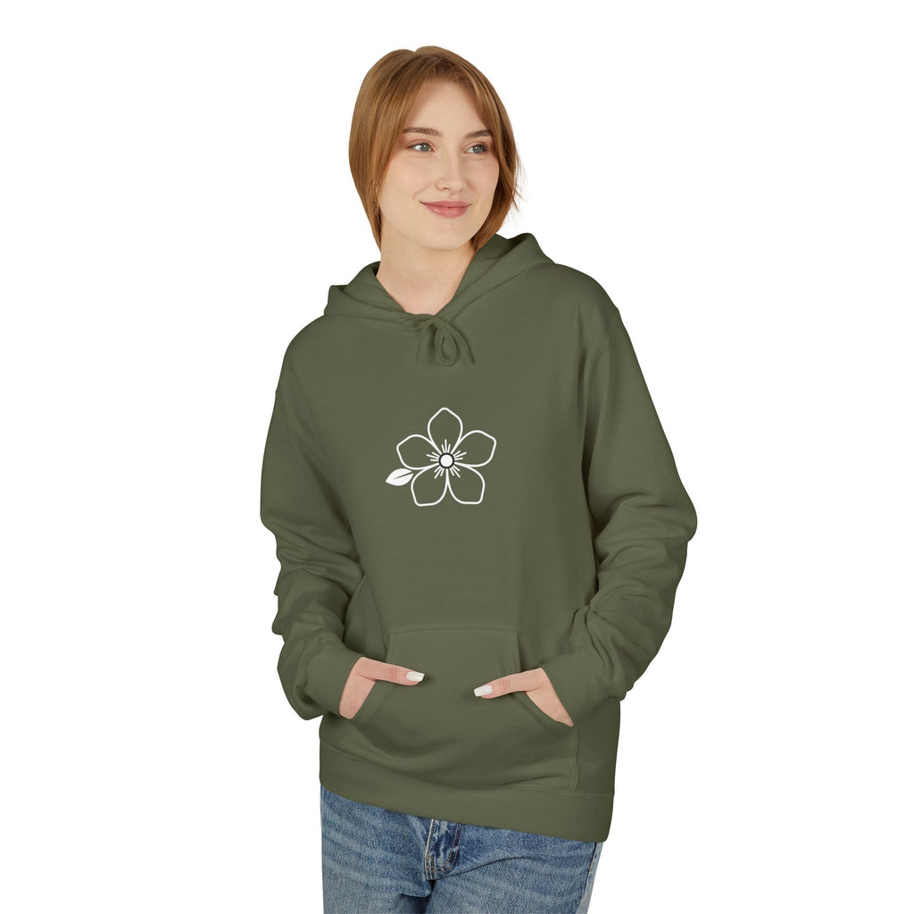 Minimal Hiraya Wear Logo Floral Hoodie – Monochrome Line Art Pullover