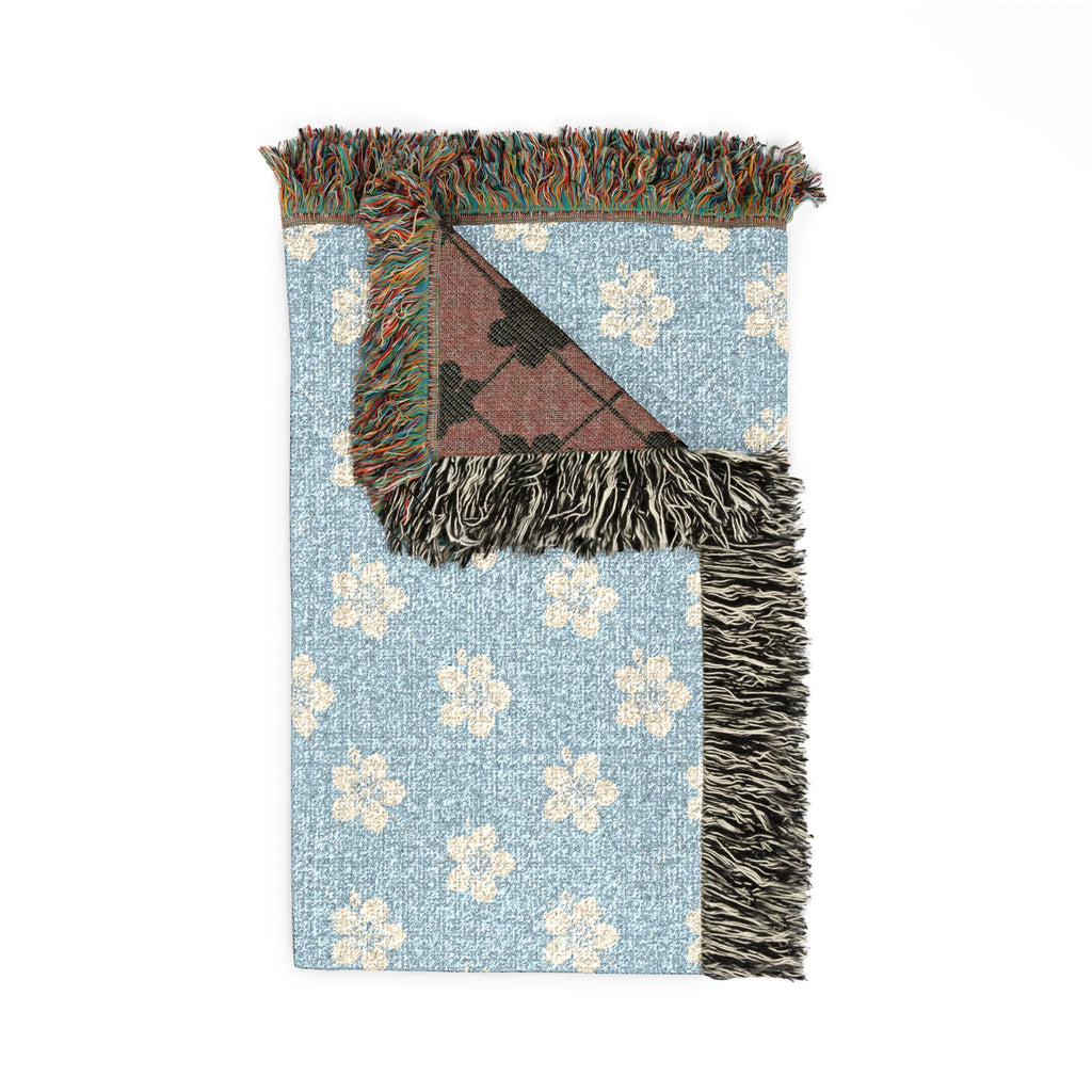 Floral Woven Blanket — Powder Blue☁️ Throw