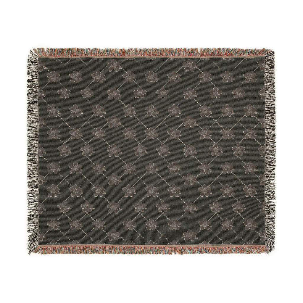 Floral Woven Blanket — Black & White (Light) 🤍 Throw