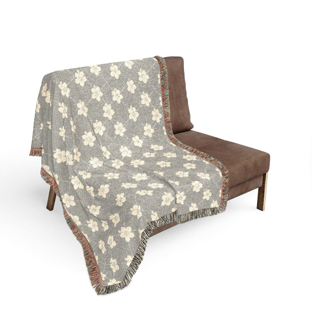 Floral Woven Blanket — Cool Gray 🩶 Throw
