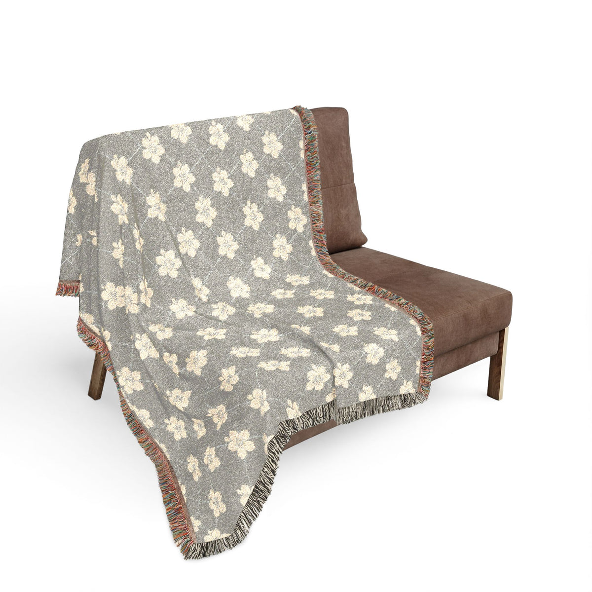 Floral Woven Blanket — Cool Gray 🩶 Throw
