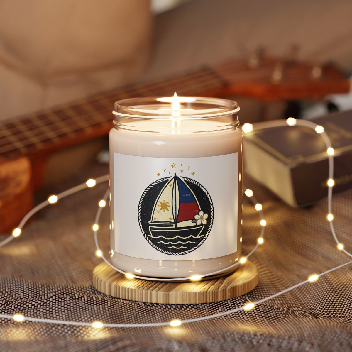 Nostalgic Philippines Sailboat Candle | Soy 9oz, Vintage Flag Colors