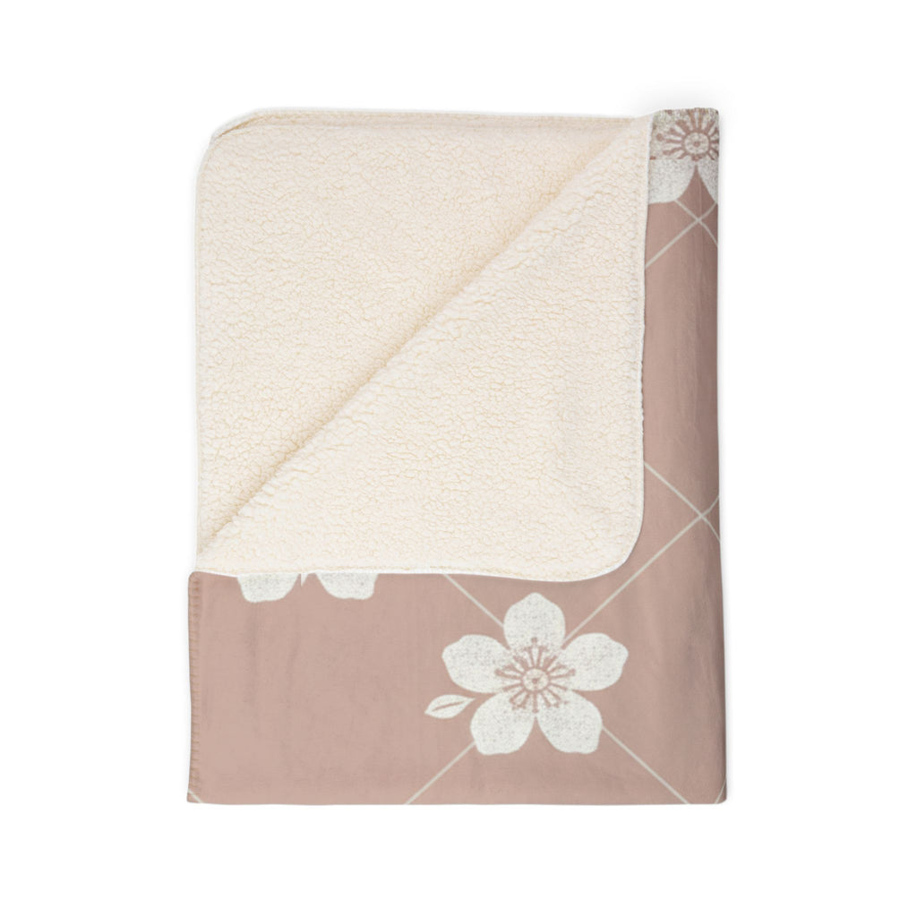 Dusty Blush Pink 🌸 Floral Fleece Sherpa Blanket Throw