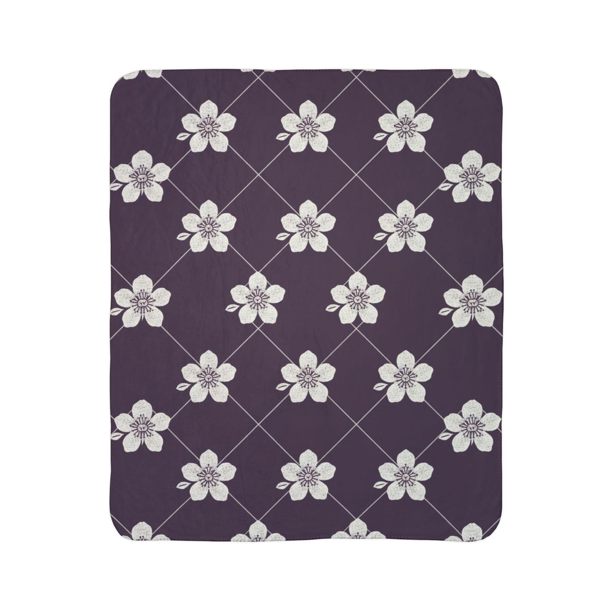 Deep Plum 🍇 Floral Fleece Sherpa Blanket Throw