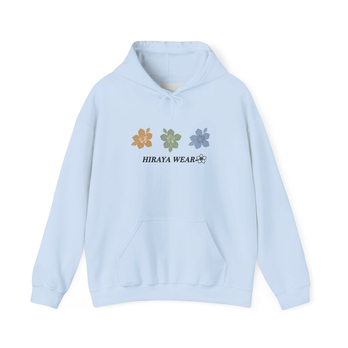 Minimal Floral Logo Hoodie — HIRAYA WEAR Cozy White Pullover