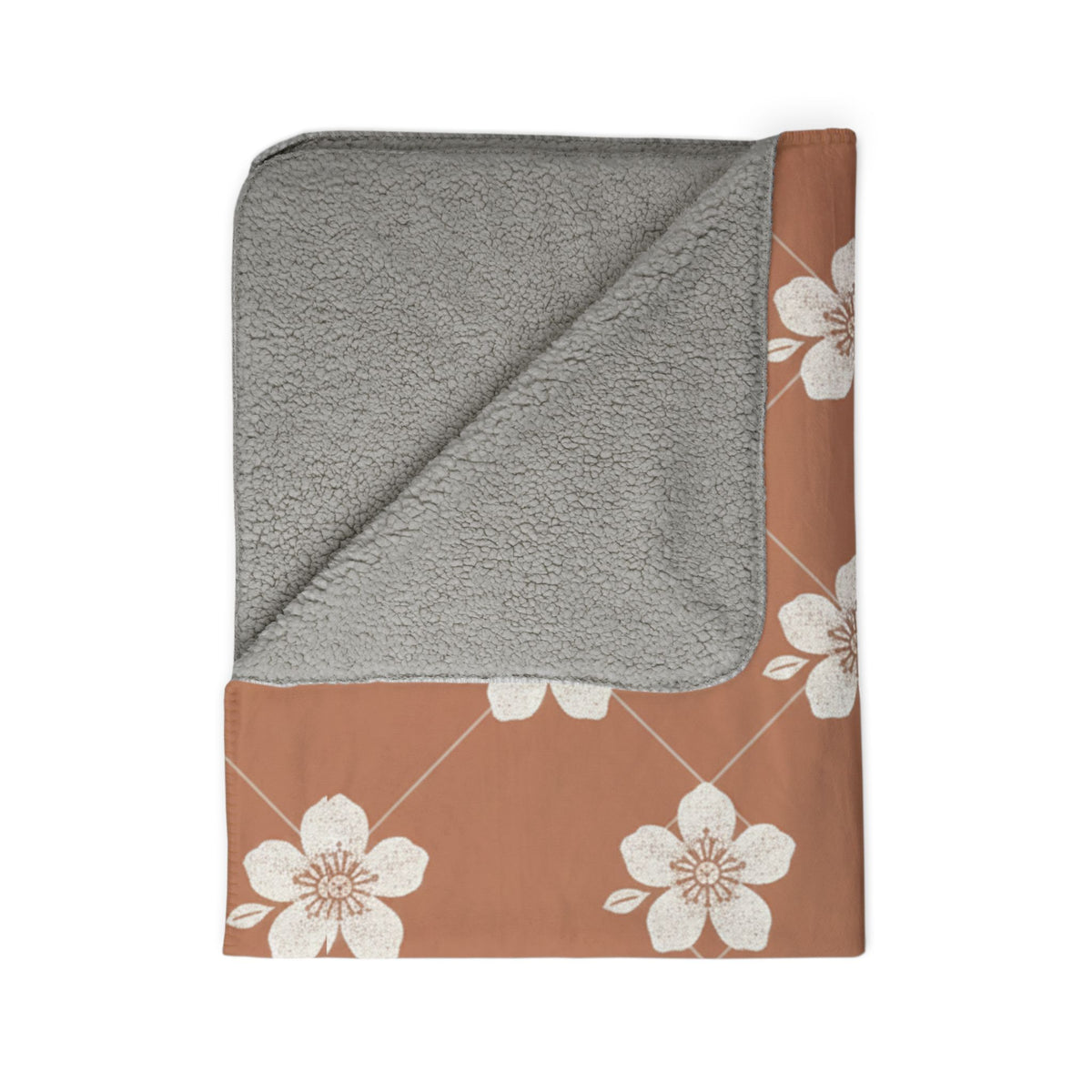 Terracotta Clay 🏺 Floral Fleece Sherpa Blanket Throw