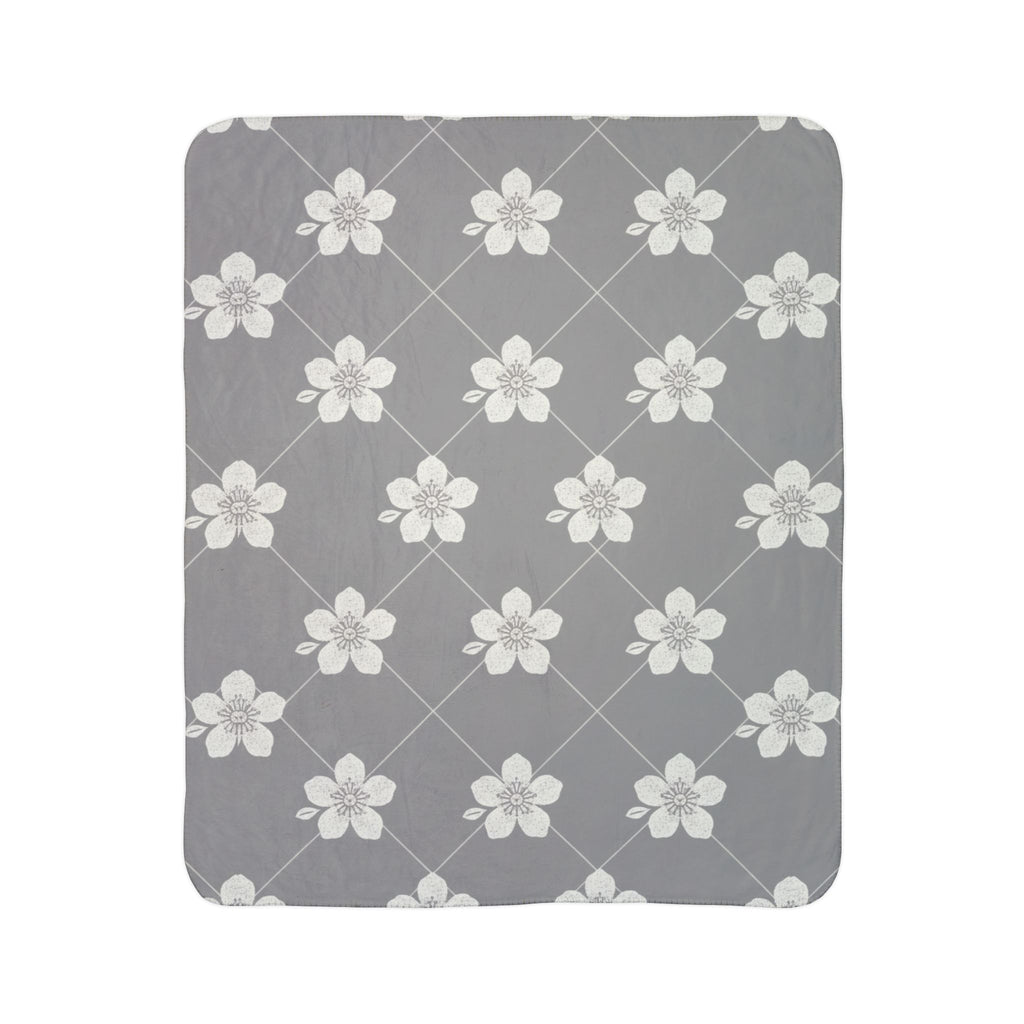 Cool Gray 🩶 Floral Fleece Sherpa Blanket Throw