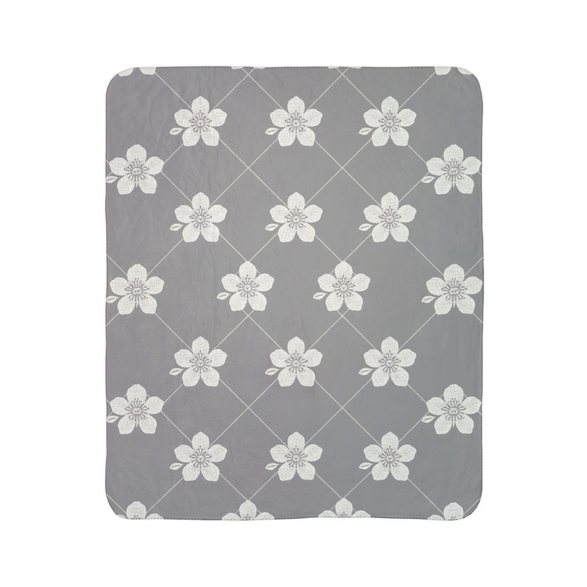 Cool Gray 🩶 Floral Fleece Sherpa Blanket Throw