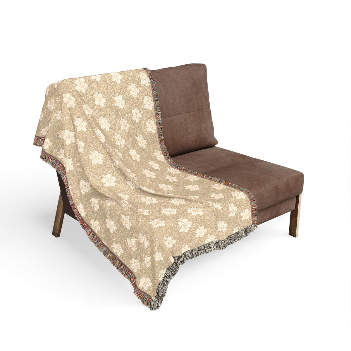 Floral Woven Blanket — Warm Beige 🟤 Throw