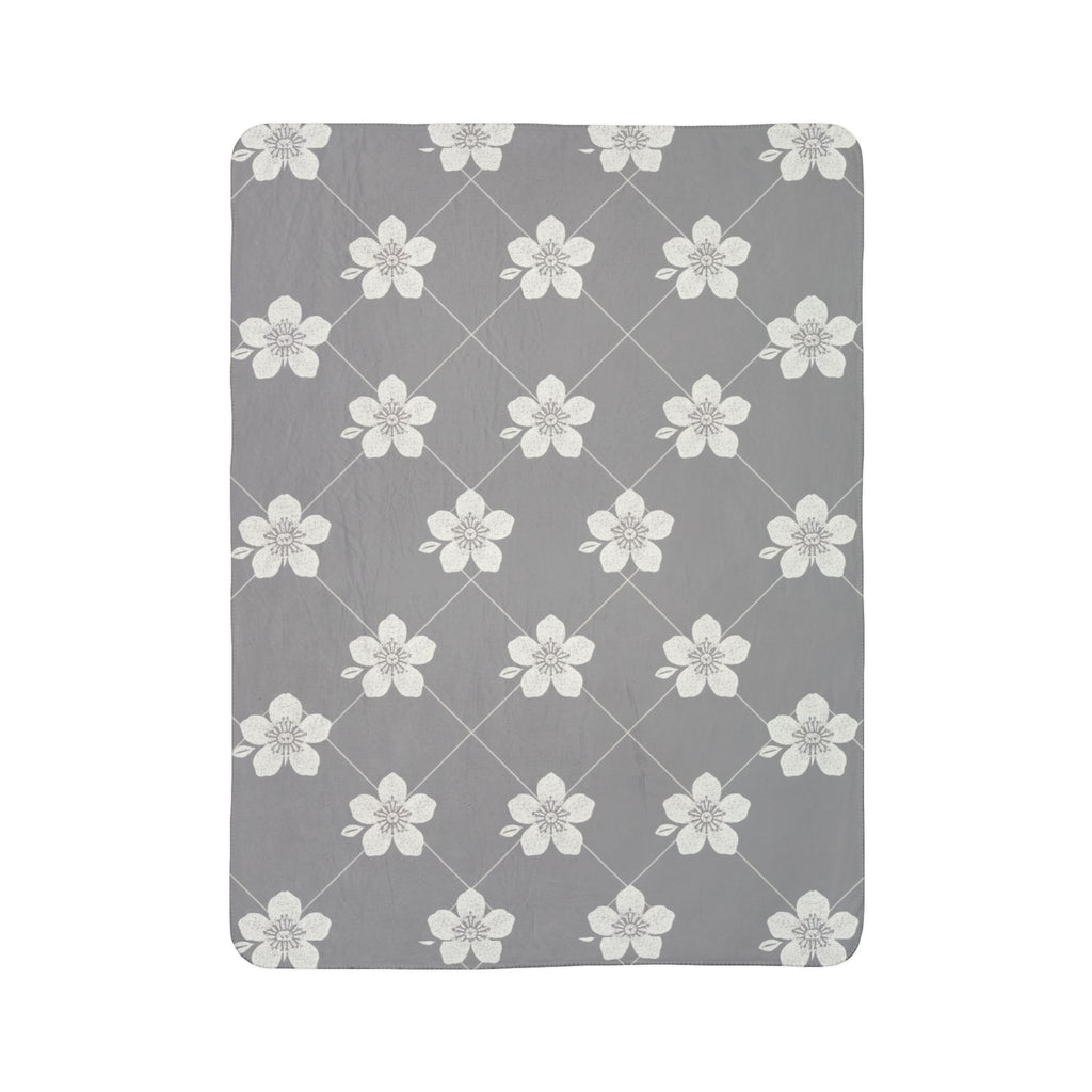 Cool Gray 🩶 Floral Fleece Sherpa Blanket Throw