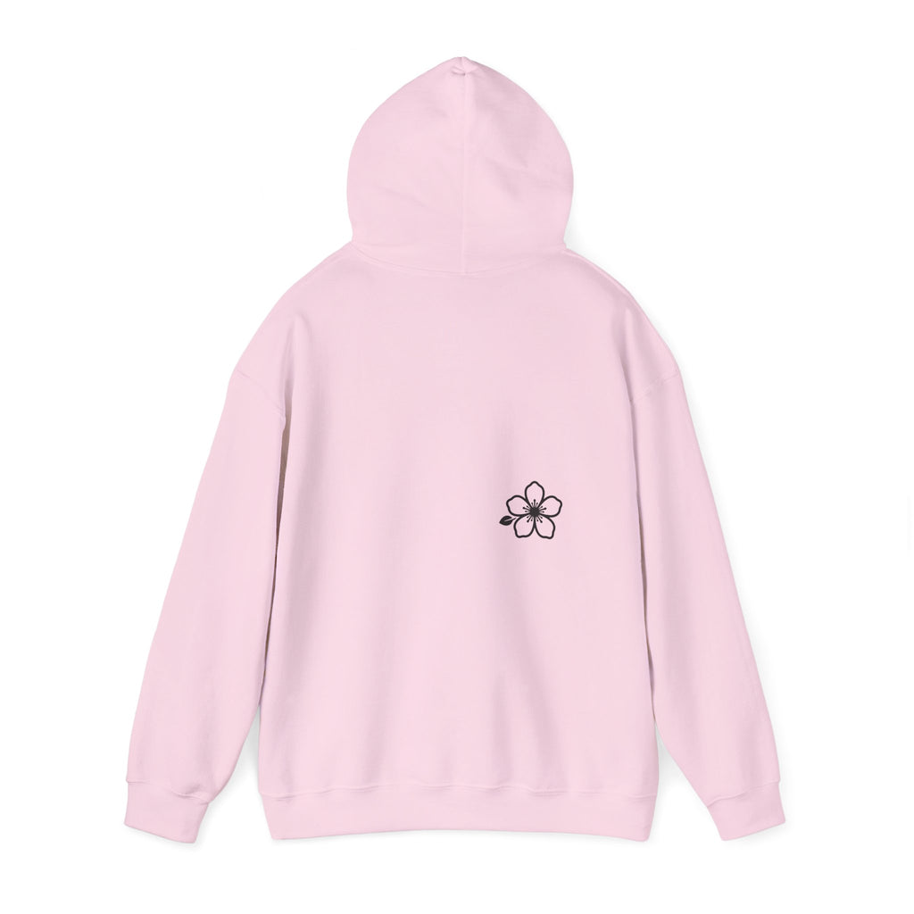 Minimal Floral Logo Hoodie — HIRAYA WEAR Cozy White Pullover