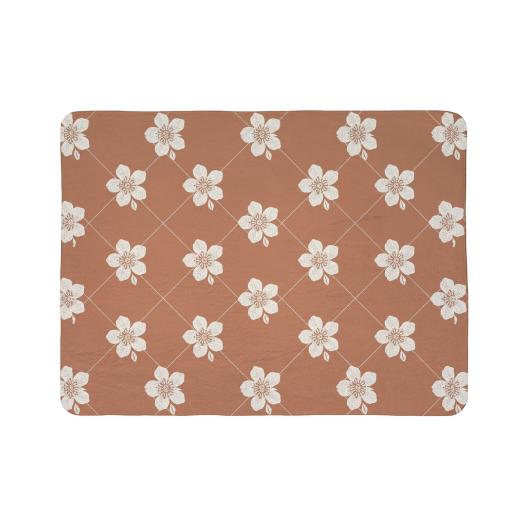 Terracotta Clay 🏺 Floral Fleece Sherpa Blanket Throw