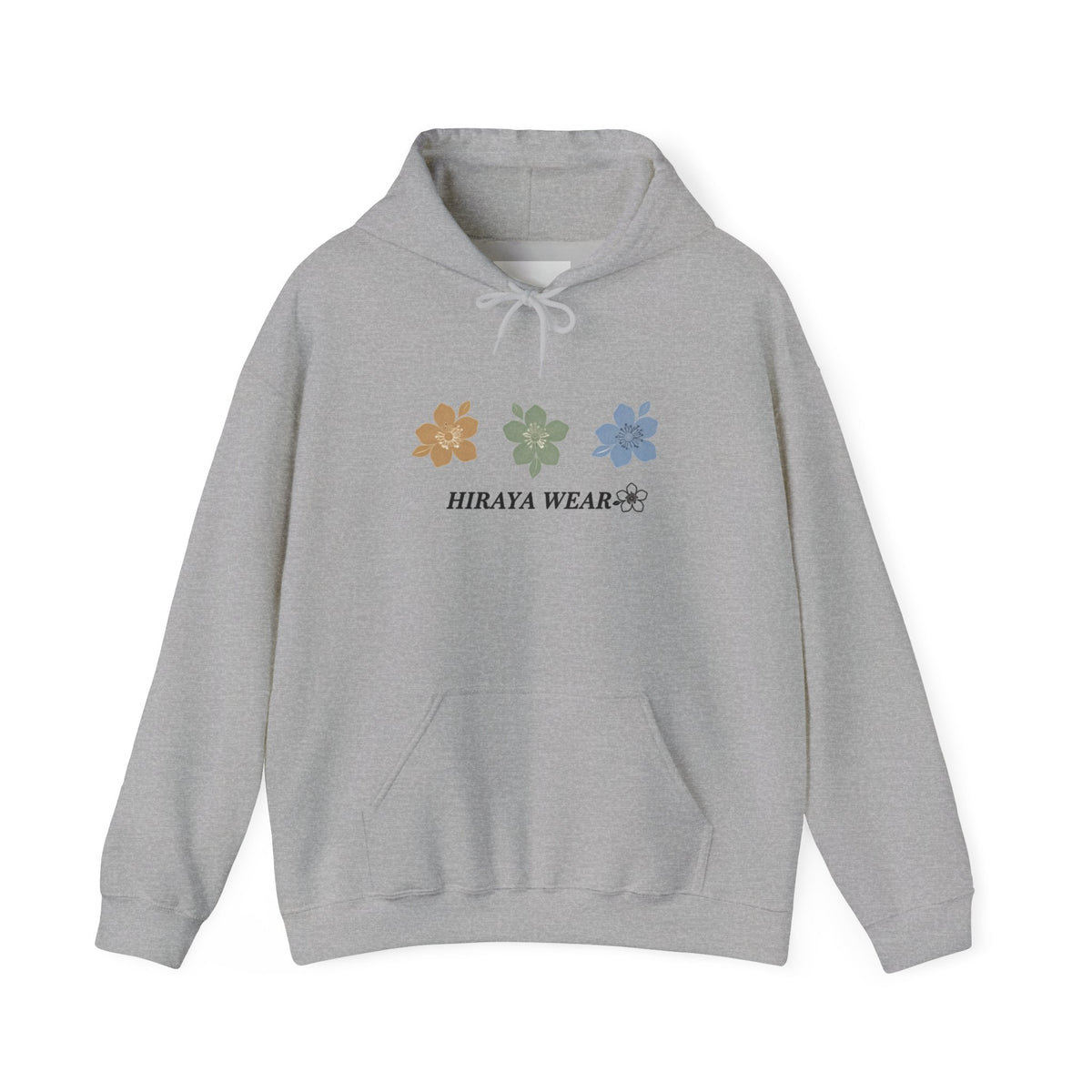 Minimal Floral Logo Hoodie — HIRAYA WEAR Cozy White Pullover