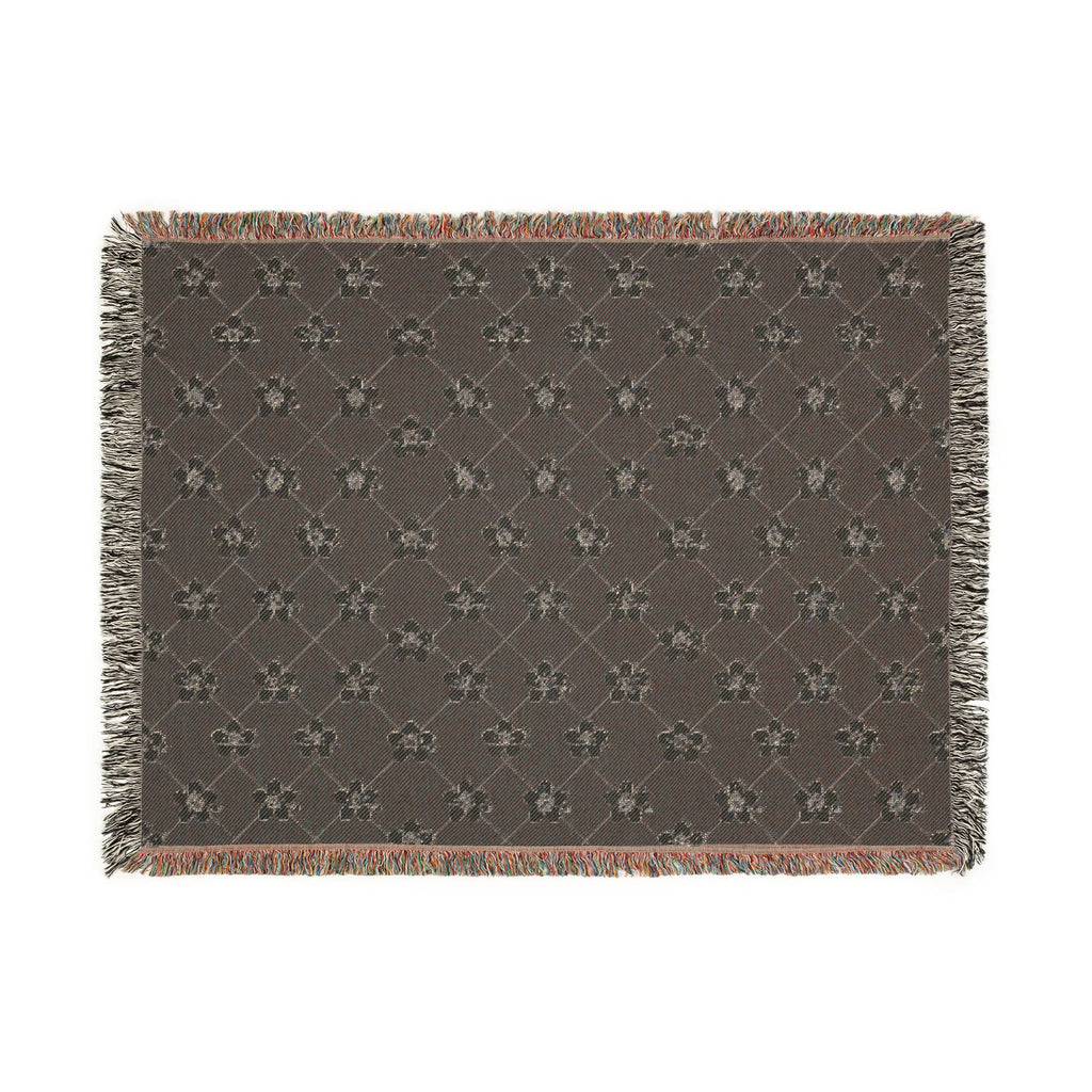 Floral Woven Blanket — Black & White (Dark) 🖤 Throw