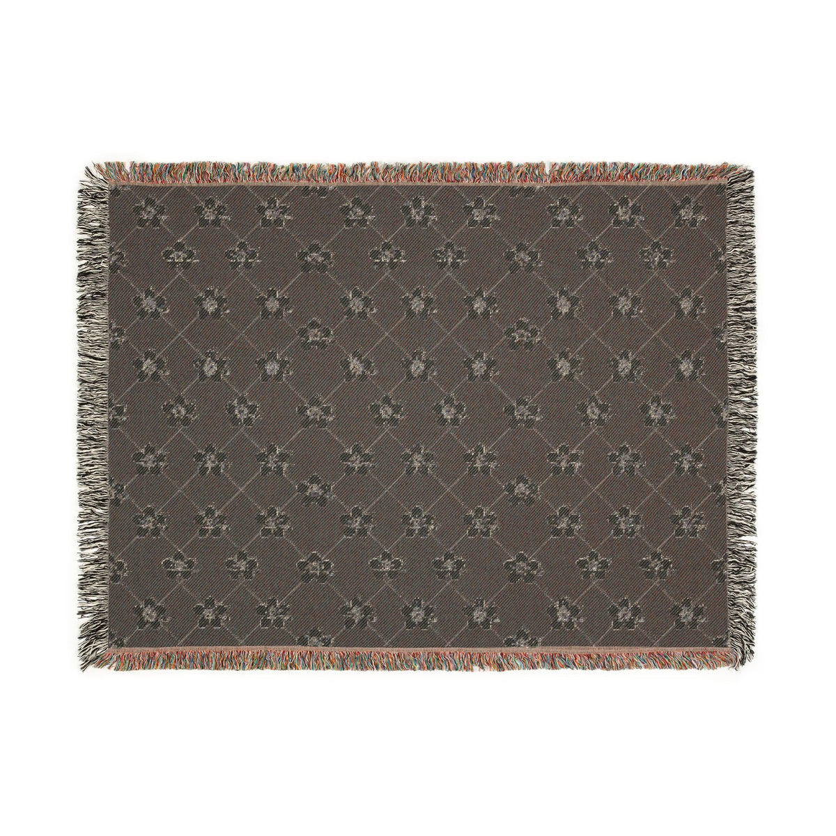 Floral Woven Blanket — Black & White (Dark) 🖤 Throw