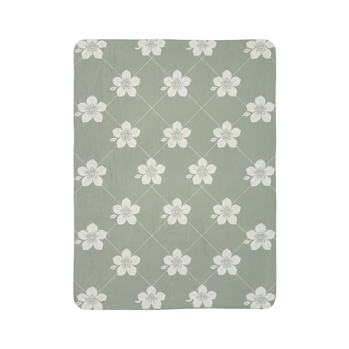 Sage Green 🌿 Floral Fleece Sherpa Blanket Throw