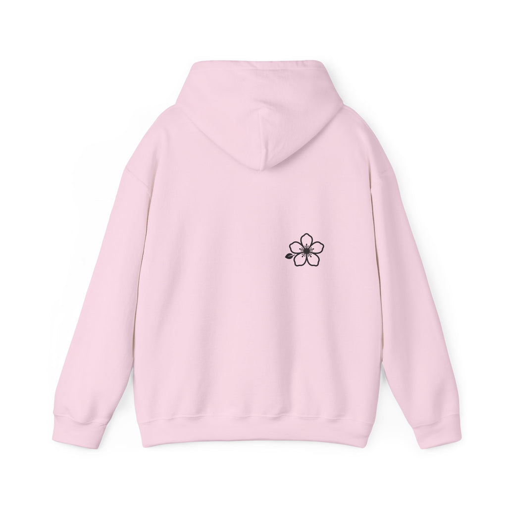 Minimal Floral Logo Hoodie — HIRAYA WEAR Cozy White Pullover