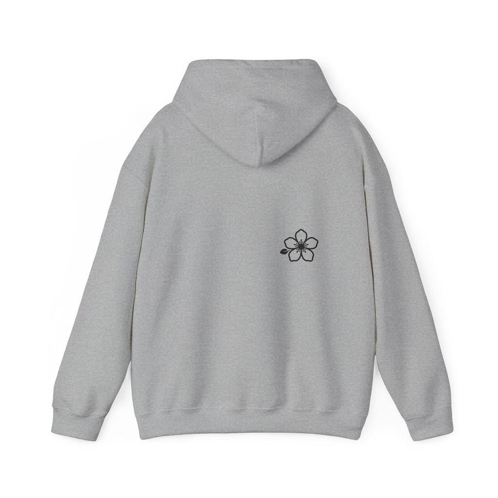 Minimal Floral Logo Hoodie — HIRAYA WEAR Cozy White Pullover