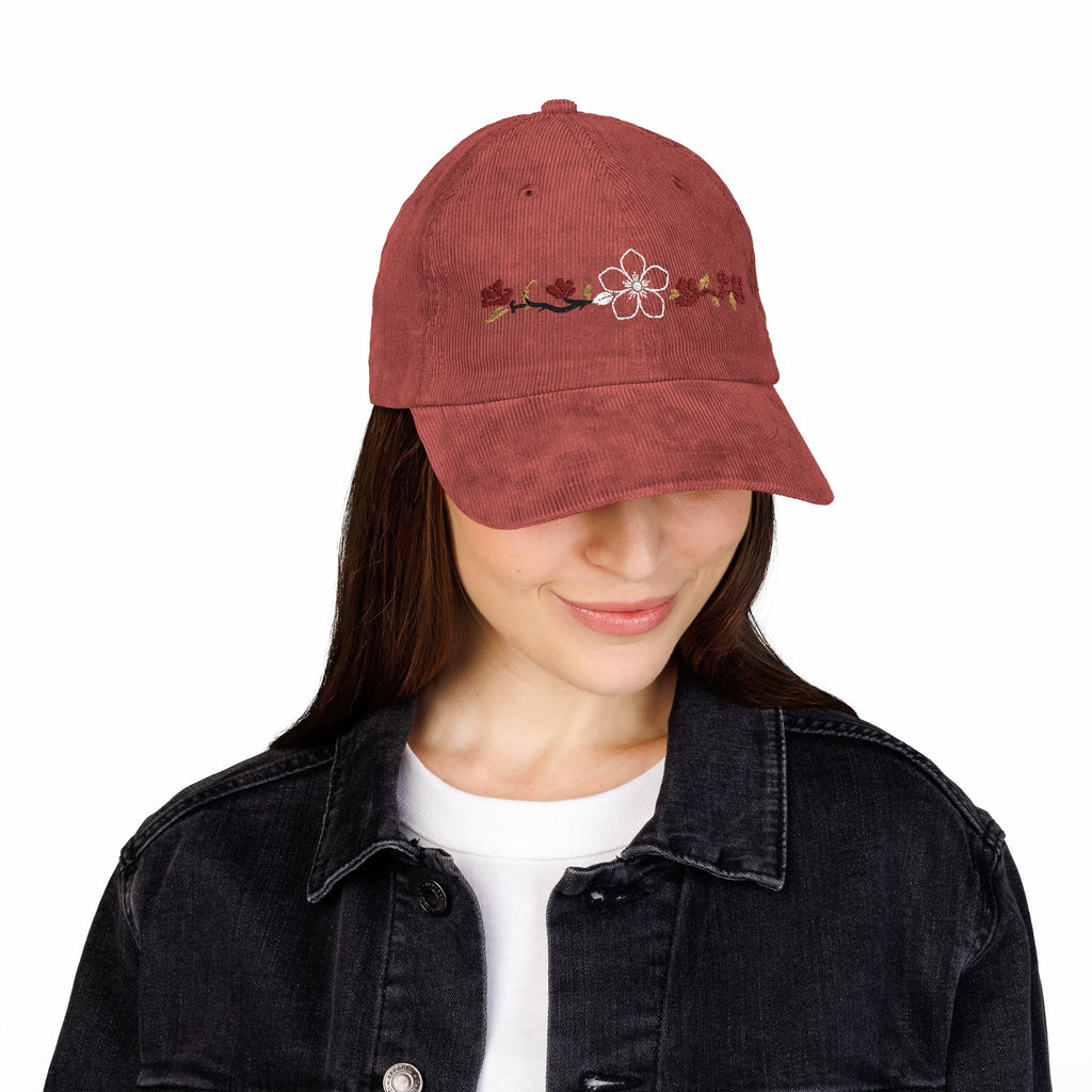 Embroidered Corduroy Hiraya Wear Floral Cap