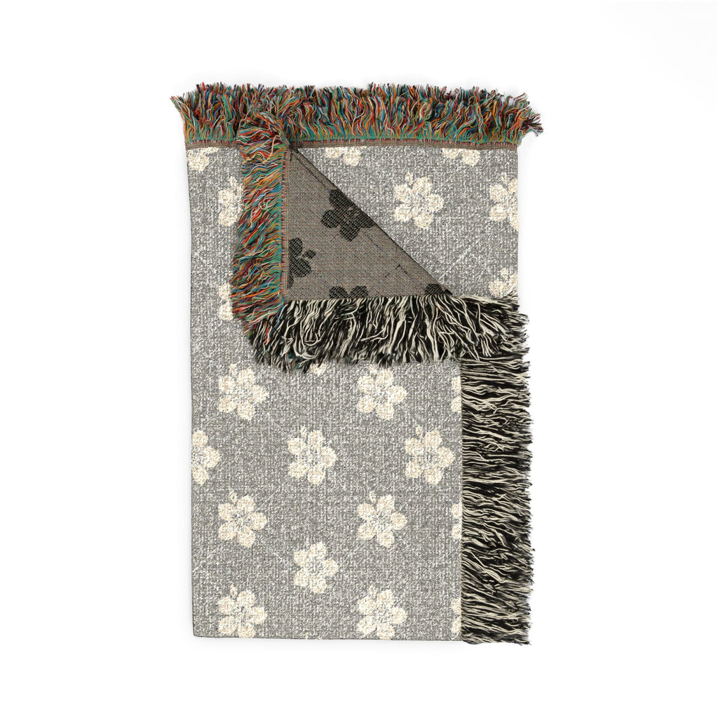 Floral Woven Blanket — Cool Gray 🩶 Throw