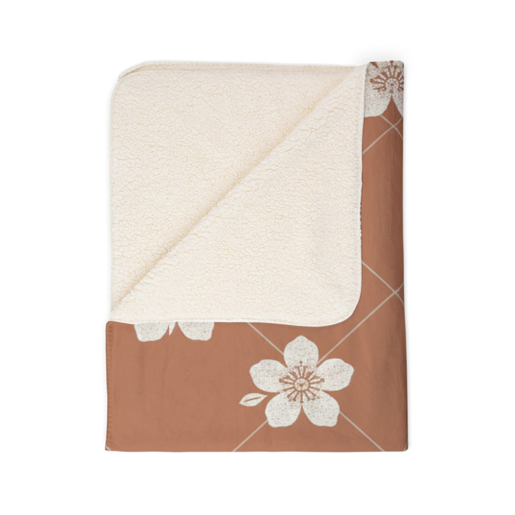 Terracotta Clay 🏺 Floral Fleece Sherpa Blanket Throw
