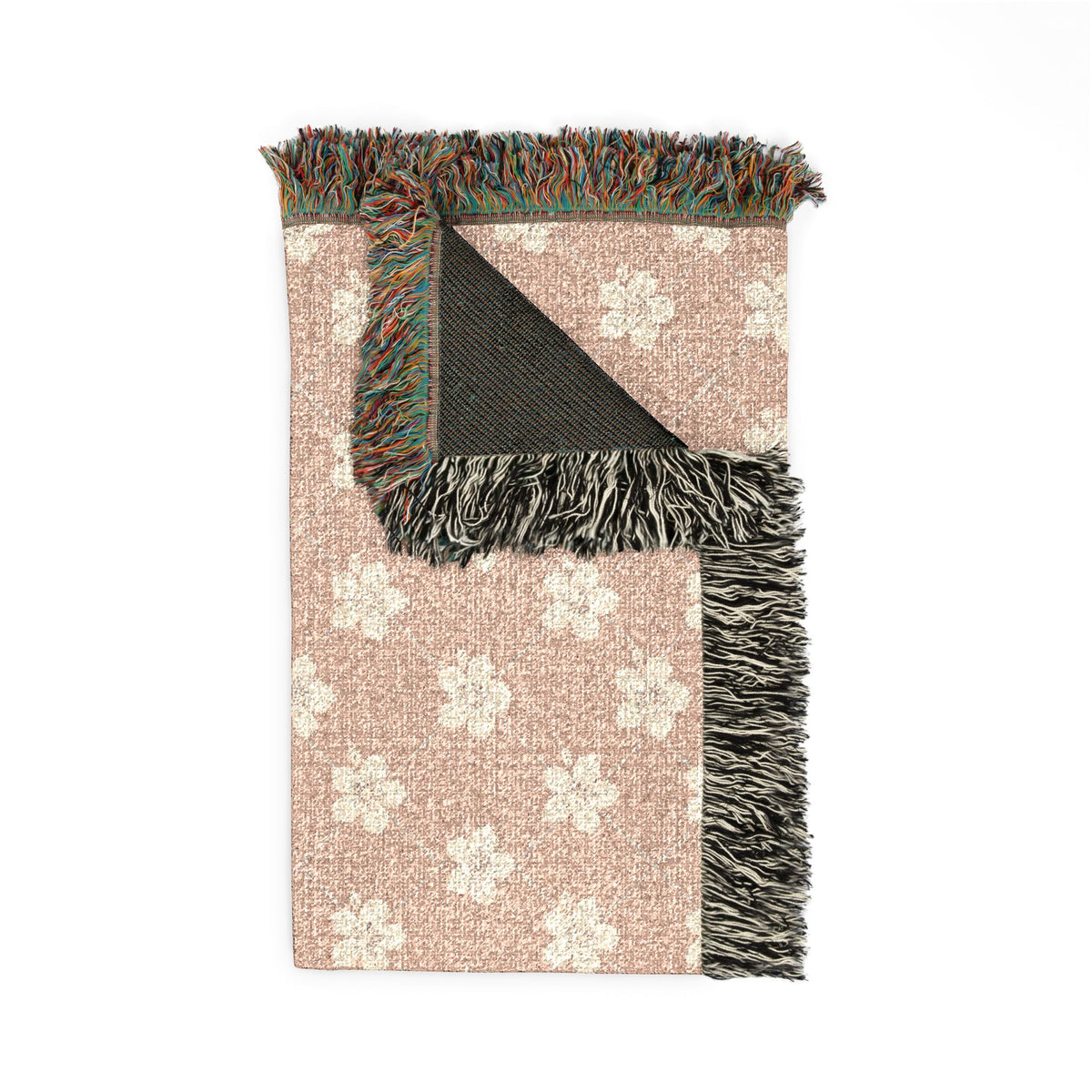 Floral Woven Blanket — Dusty Blush Pink 🌸 Throw