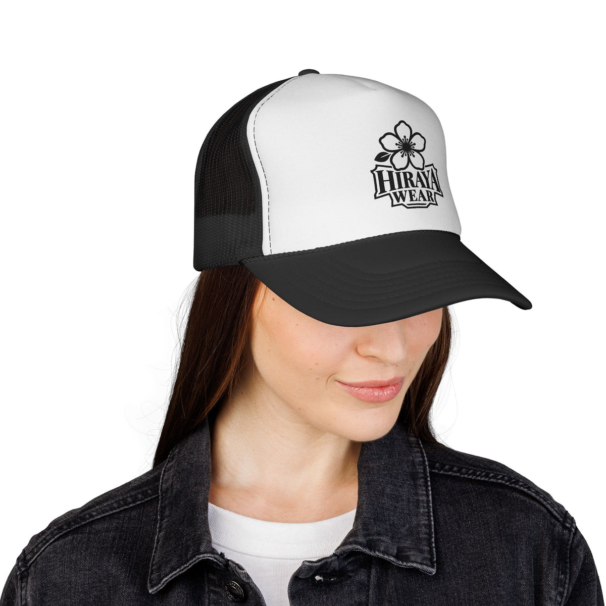 Trucker Cap — Vintage Floral Emblem "Hiraya Wear" Logo Mesh Hat