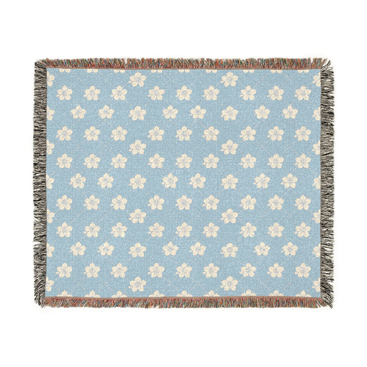 Floral Woven Blanket — Powder Blue☁️ Throw