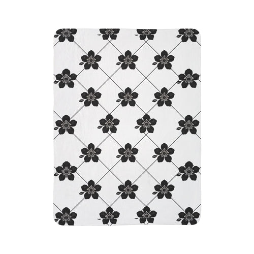 Black & White (Light) 🤍 Floral Fleece Sherpa Blanket Throw