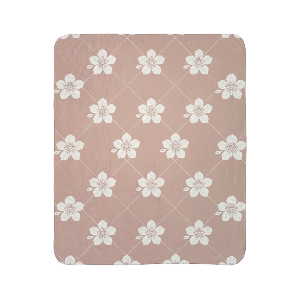 Dusty Blush Pink 🌸 Floral Fleece Sherpa Blanket Throw