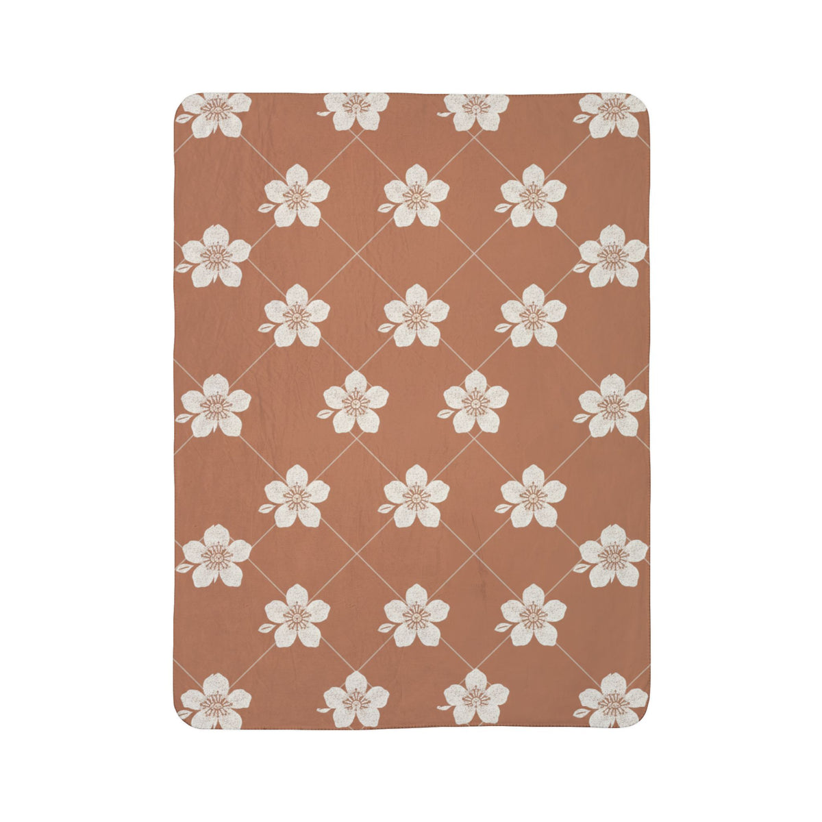 Terracotta Clay 🏺 Floral Fleece Sherpa Blanket Throw
