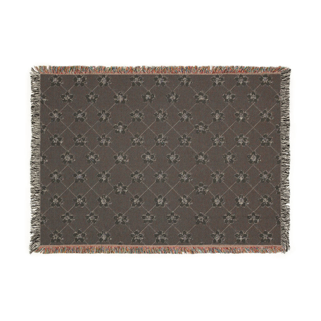 Floral Woven Blanket — Black & White (Dark) 🖤 Throw