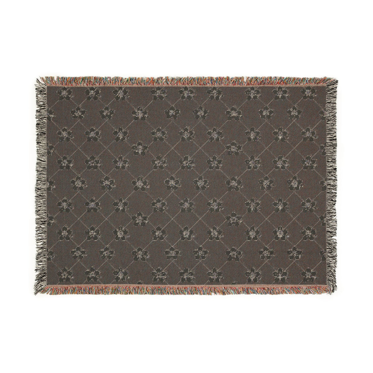Floral Woven Blanket — Black & White (Dark) 🖤 Throw