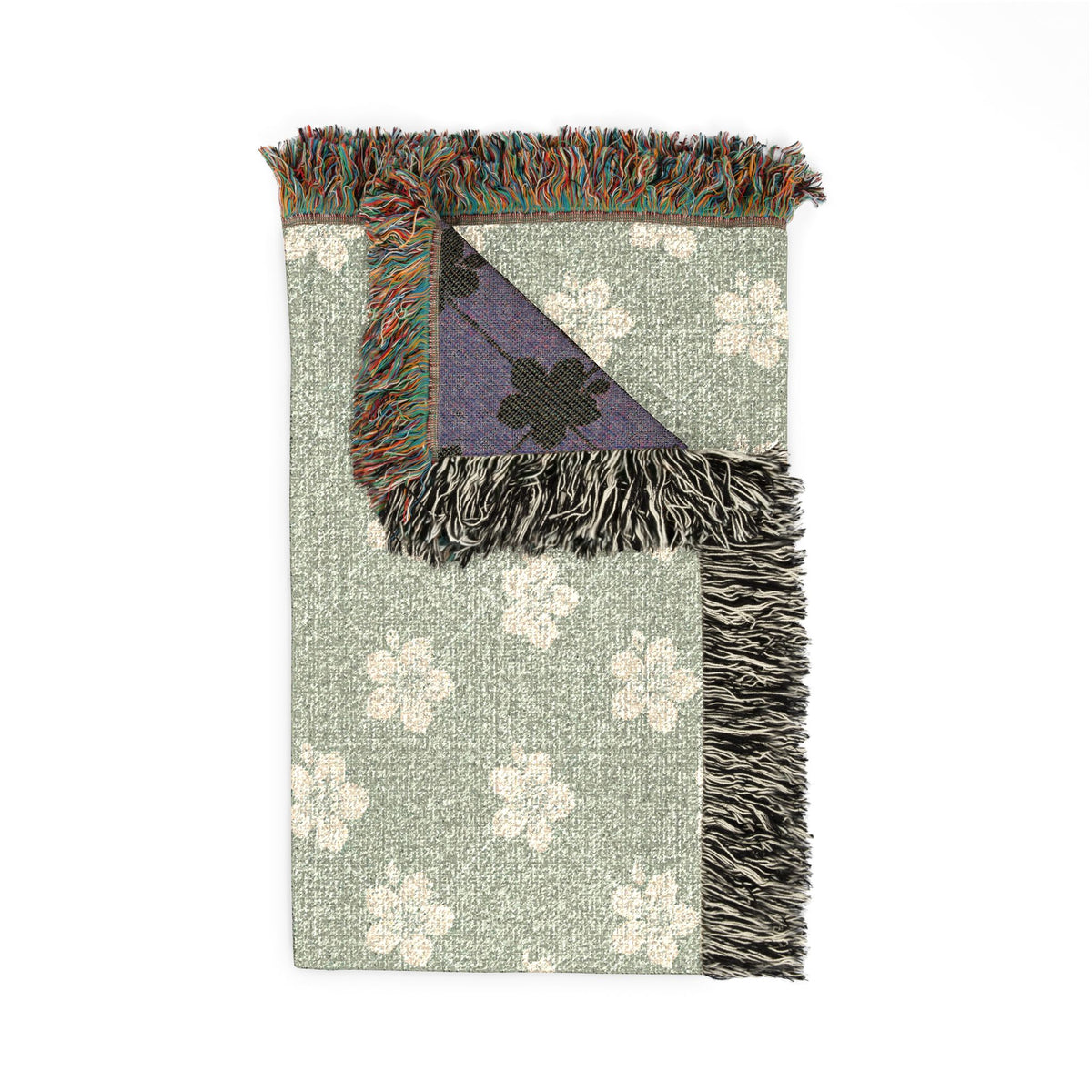 Floral Woven Blanket — Sage Green 🌿 Throw