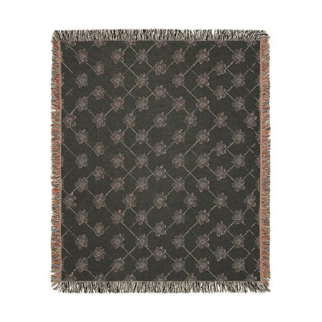 Floral Woven Blanket — Black & White (Light) 🤍 Throw